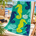 Serviette en microfibre - Hippocampe – 76 x 152 cm