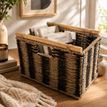 Panier de rangement en fibres naturelles et bois