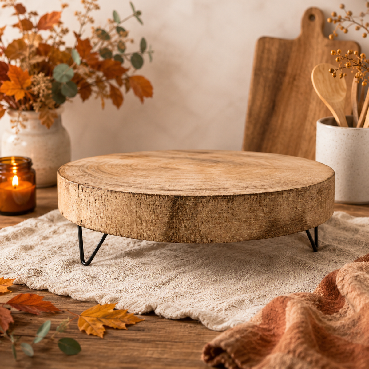 Plateau sur pied en bois