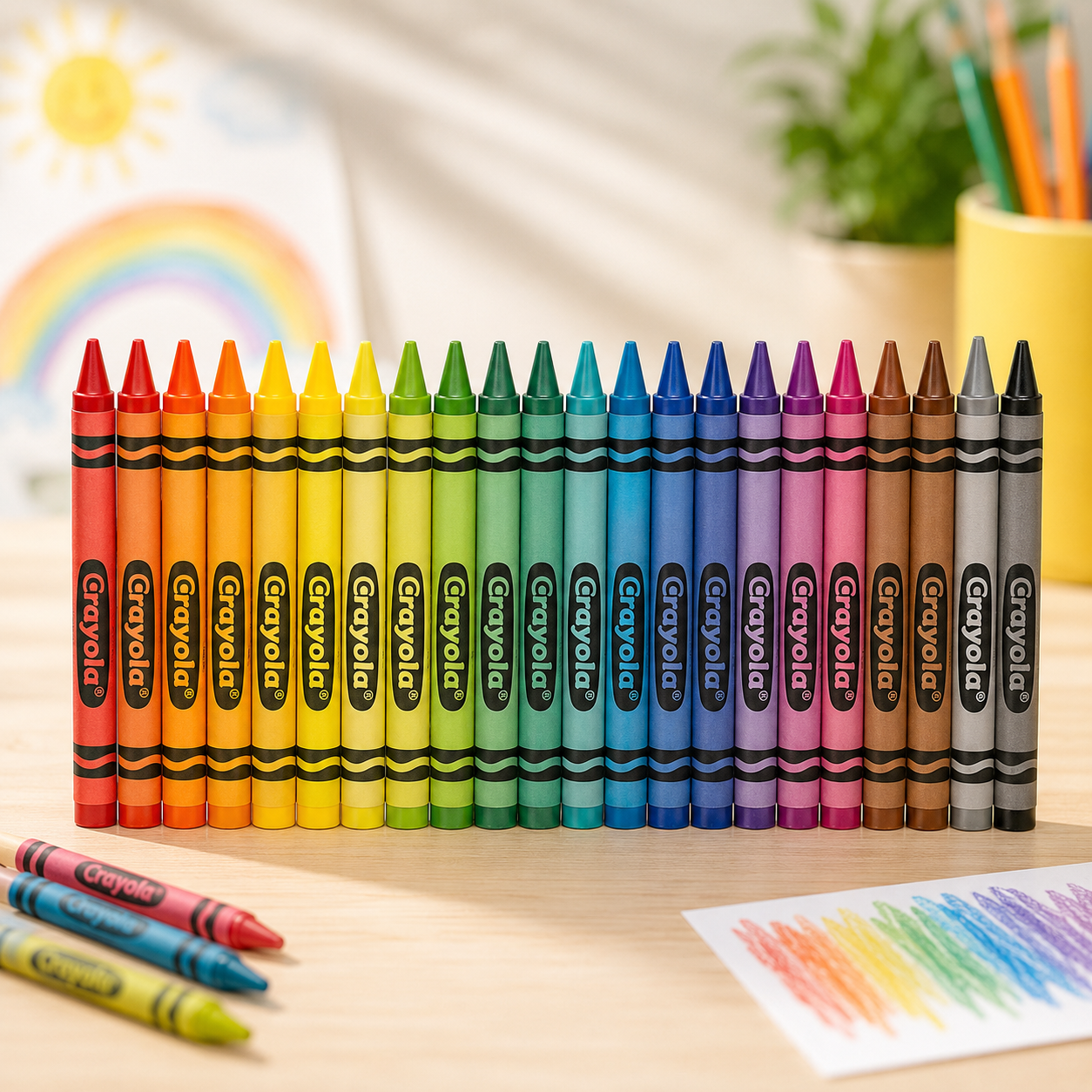 Boîte de 64 crayons de cire Crayola avec taille-crayon