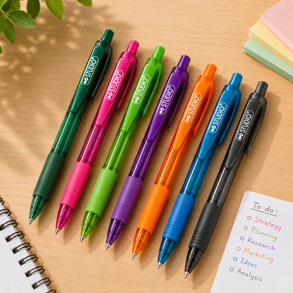 Stylos à bille Studio – Encres colorées lot de 7