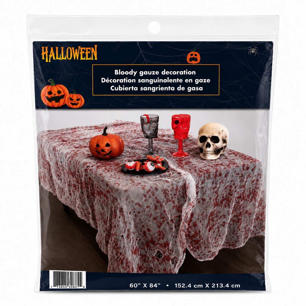 Décoration sanglante en gaze – Halloween 152,4 × 213,4 cm