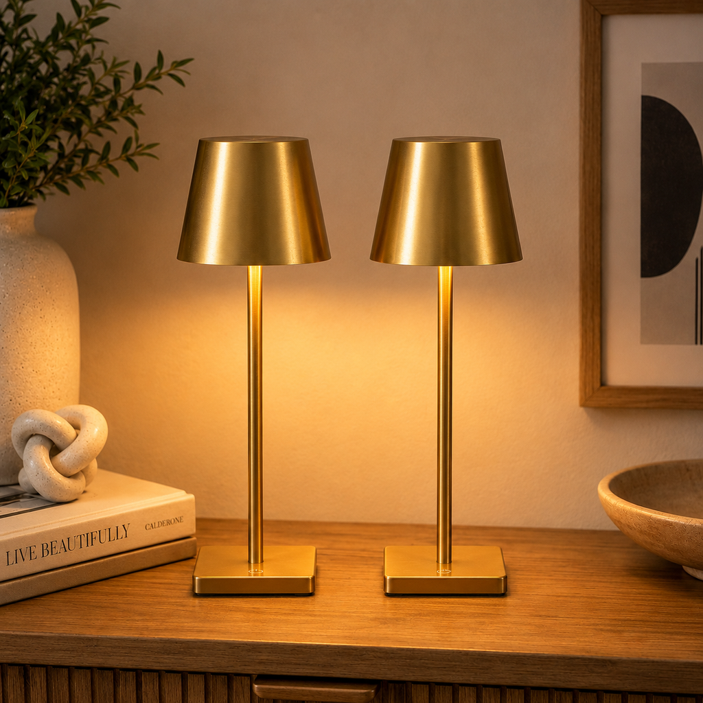 Lampes sans fil dorées - Lot de 2