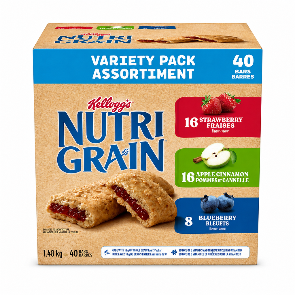 Kellogg’s Nutri-Grain Assortiment de barres aux fruits – 1,48 kg