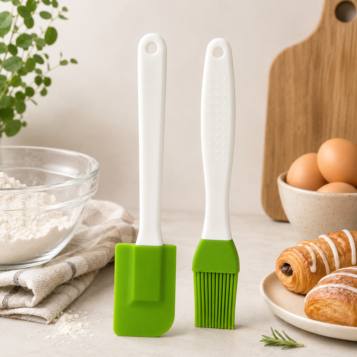 Spatule & Pinceau - Ensemble de pâtisserie en silicone Vert