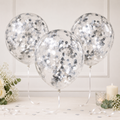 Ballons transparents à confettis argentés – Lot de 5