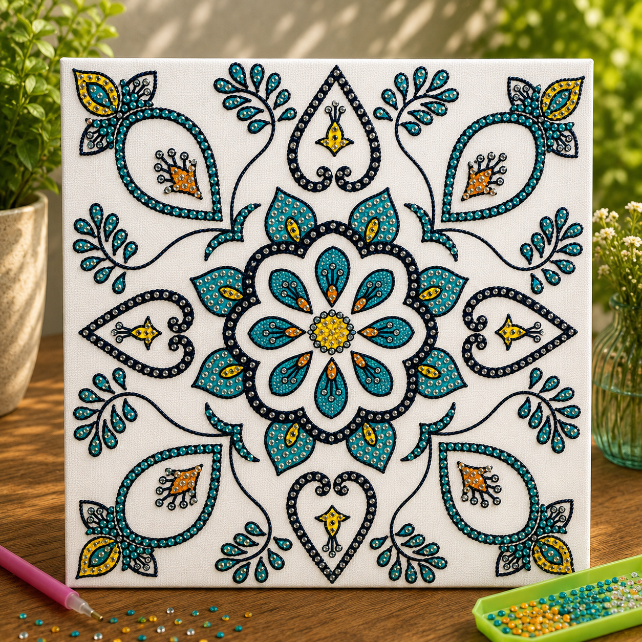 Diamond Painting Mandala floral - 20 x 20 cm