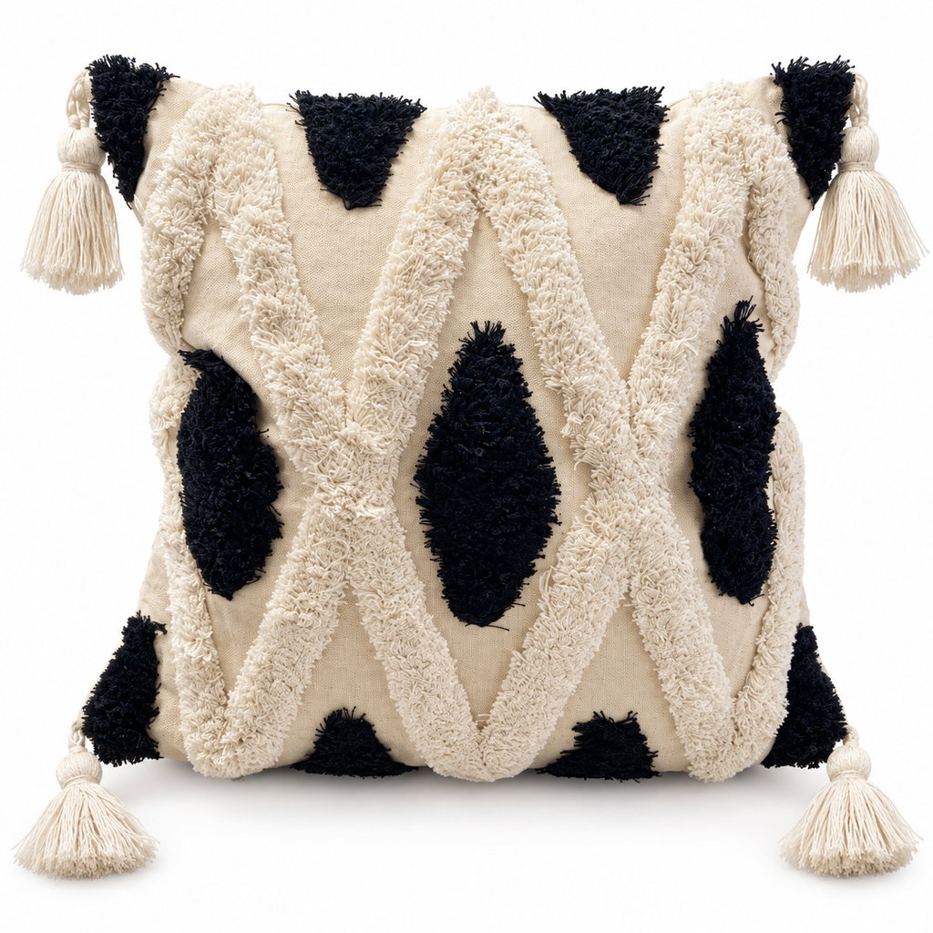 Coussins décoratifs écru et noir 40 x 40 cm - lot de 2
