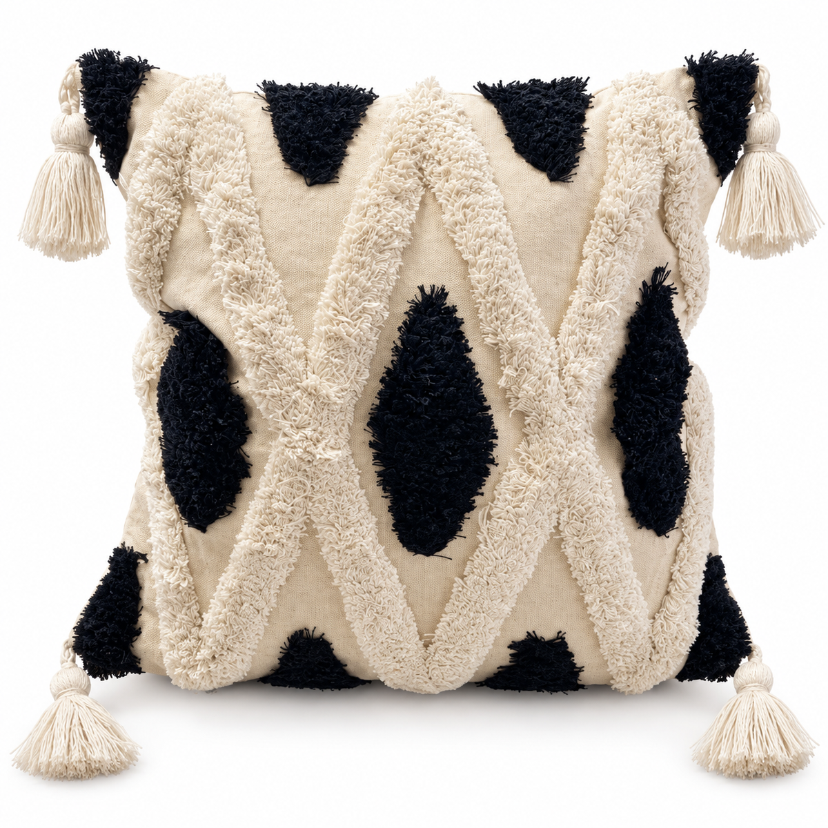 Coussins décoratifs écru et noir 40 x 40 cm - lot de 2