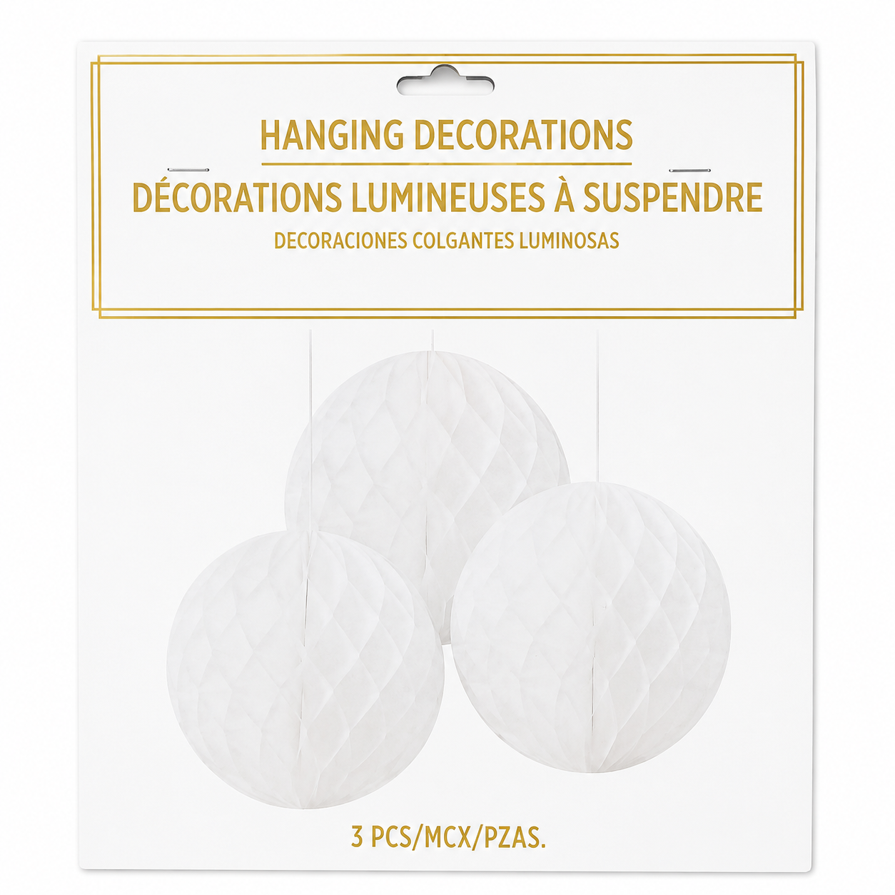Décorations alvéolées à suspendre – Lot de 3