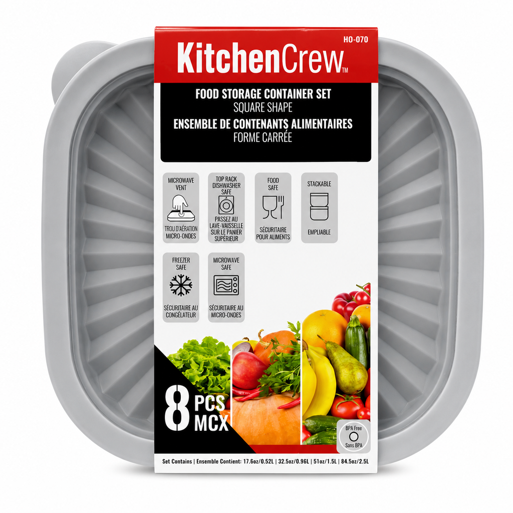 Contenants alimentaires carrés KitchenCrew - 8 pièces