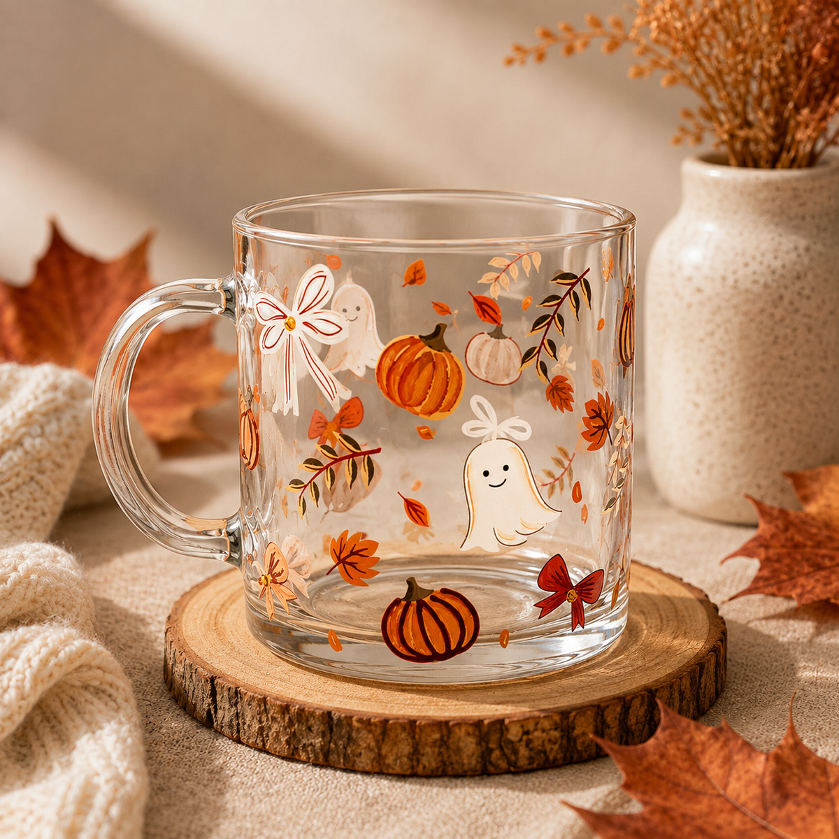 Mug en verre – Motif automnal