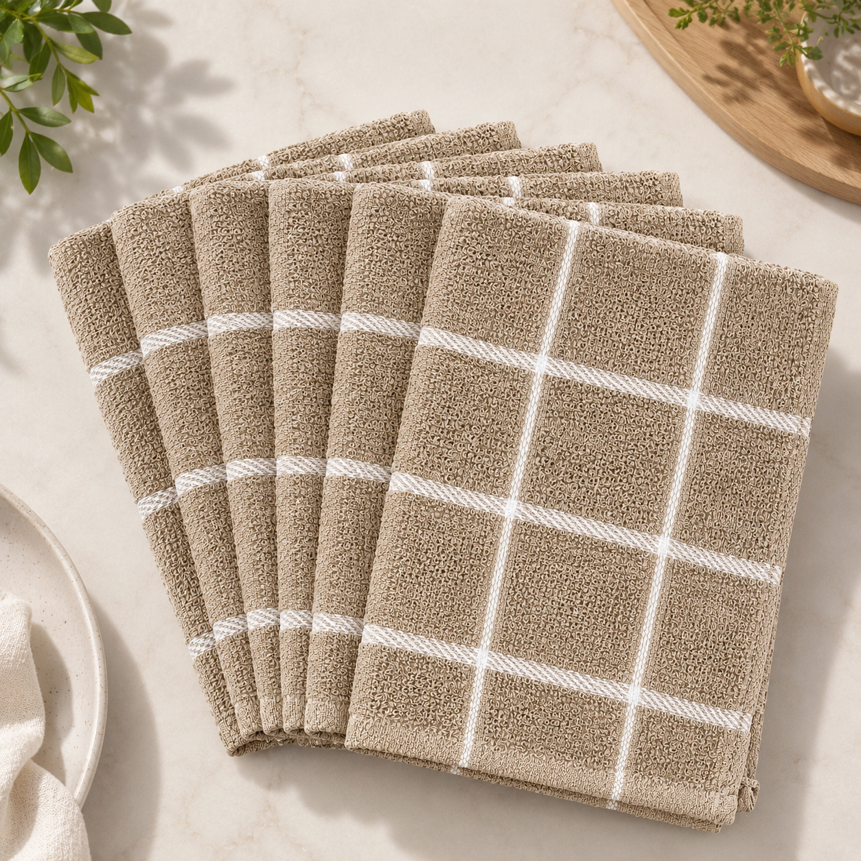 Lot de 6 lavettes en ratine S&CO – Beige