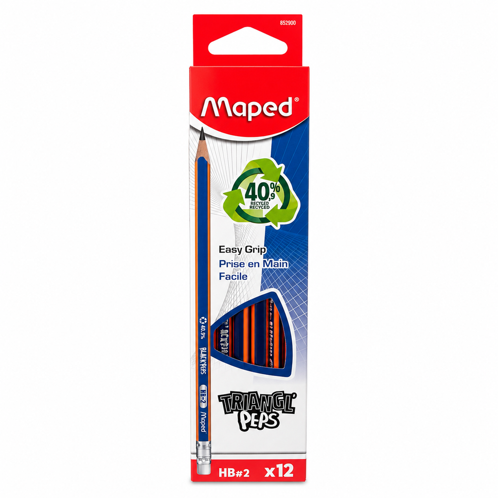 Crayons à papier Maped Triangl'Peps HB #2 - Lot de 12