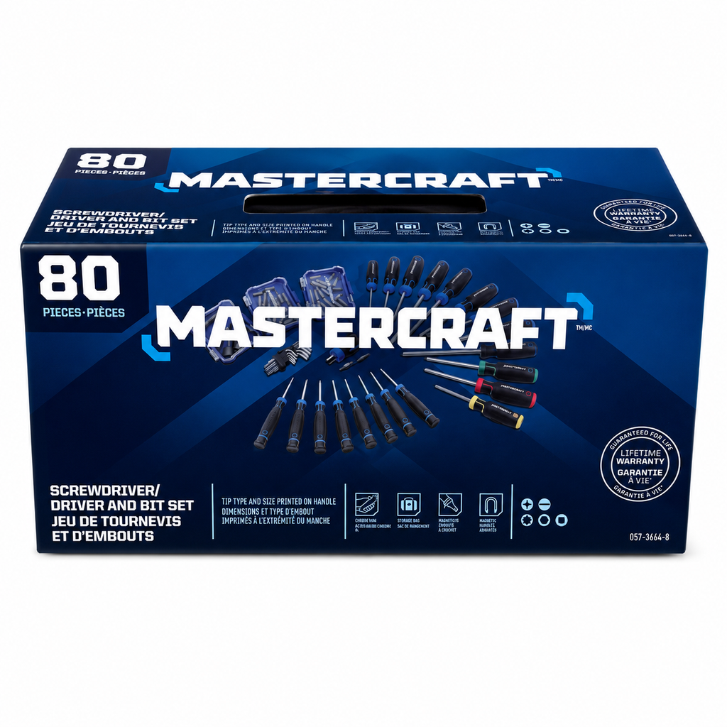 Coffret de tournevis et d'embouts Mastercraft - 80 pièces