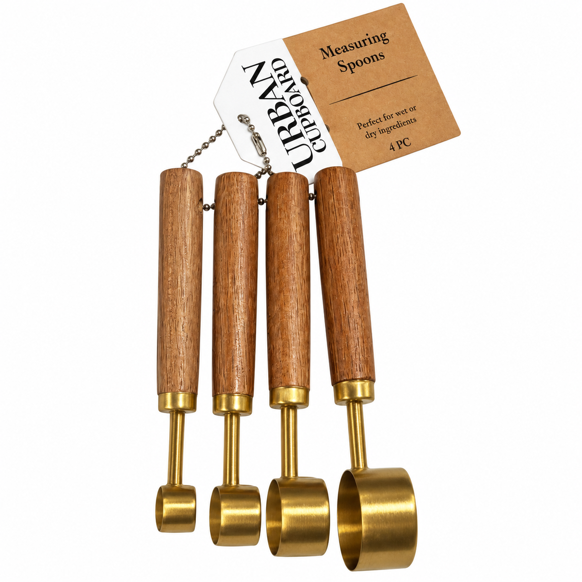 Lot de 4 cuillères doseuses en bois et finition dorée