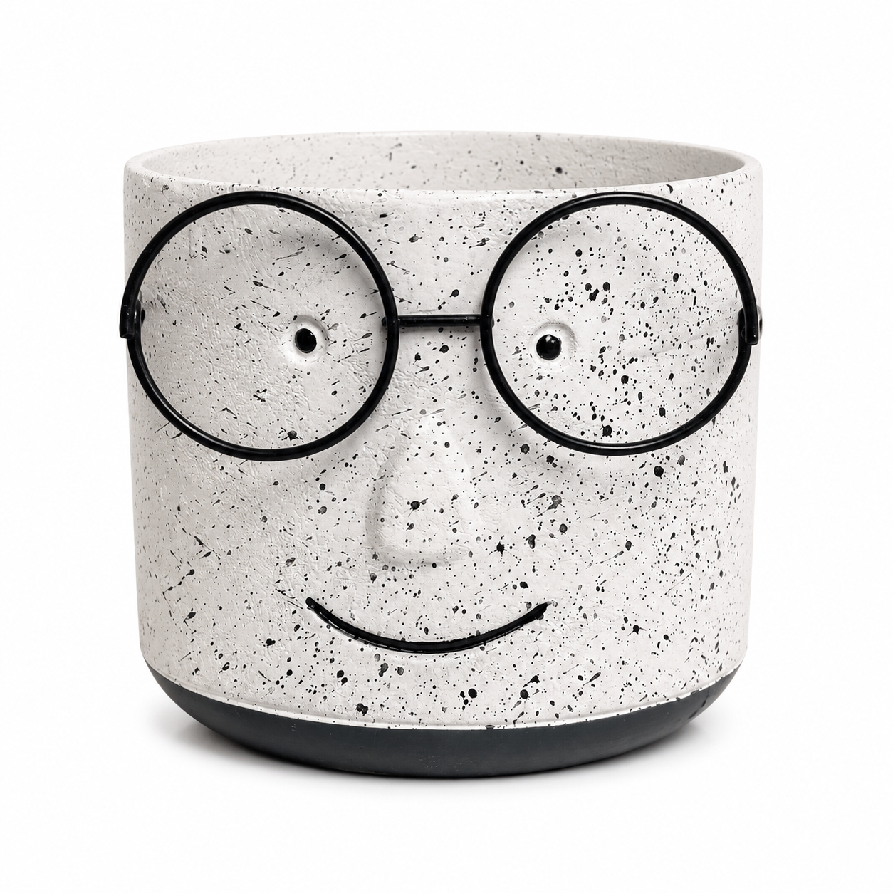 Cache-pot décoratif en céramique Bleu Foncé – Petit bonhomme à lunettes