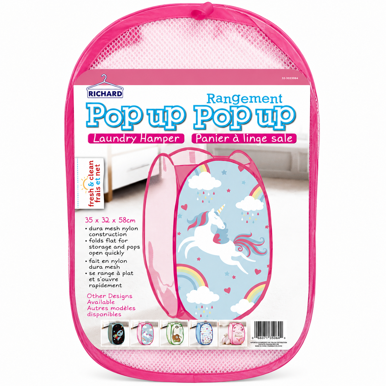Panier à linge pliable Pop Up – Motif Licorne