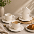 Tasses à café et soucoupes en porcelaine – 8 pièces