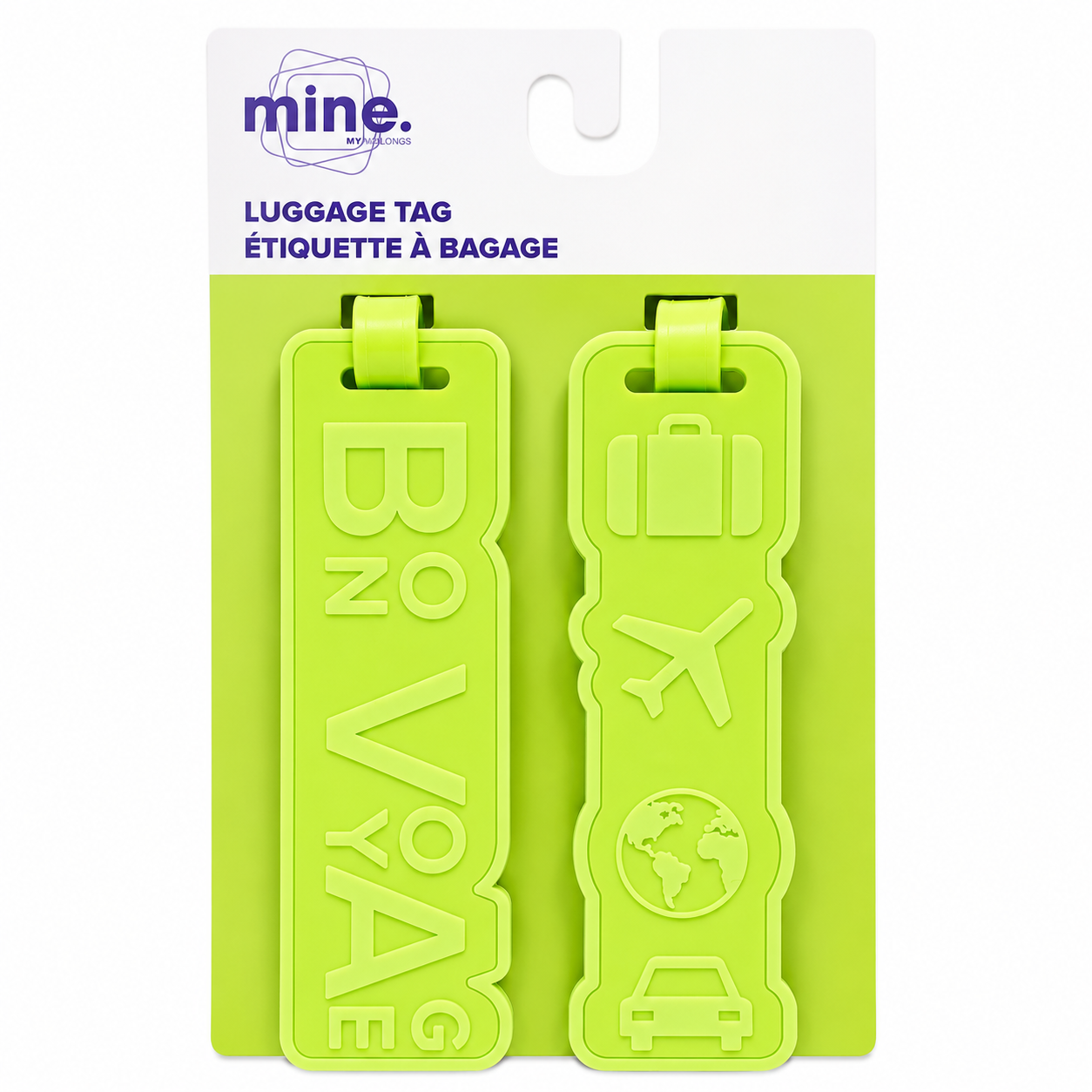 Étiquettes à bagage – Vert fluo lot de 2