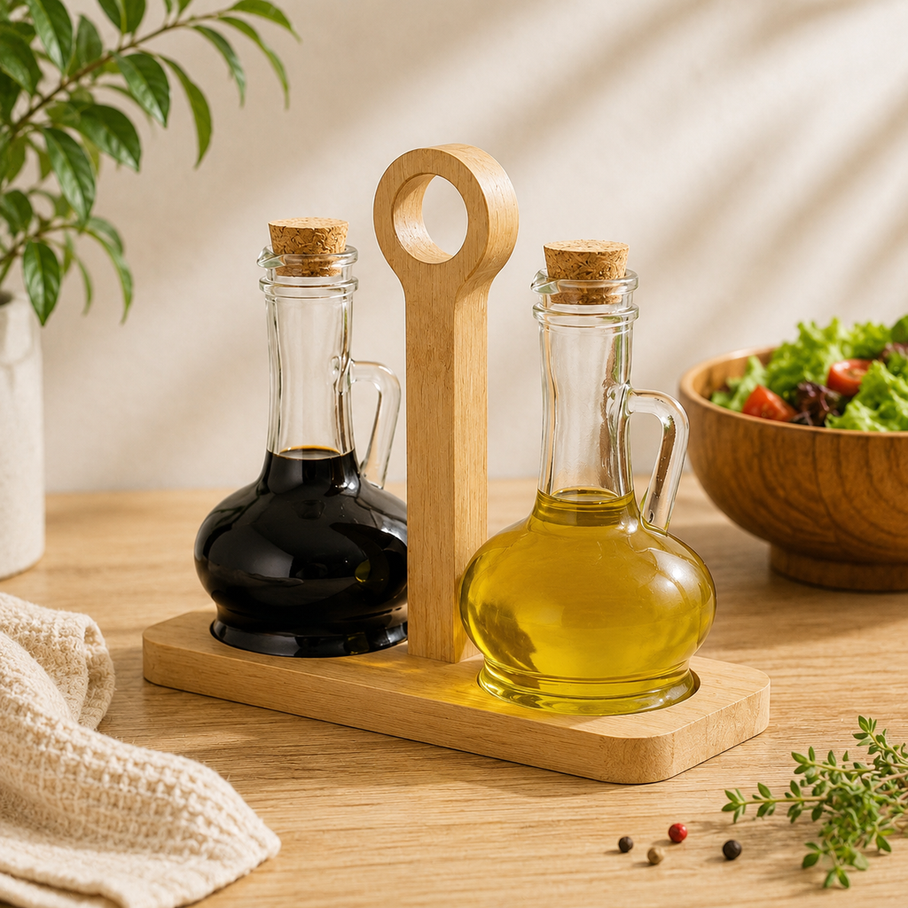 Ensemble Huile et Vinaigre avec plateau – 2 pièces