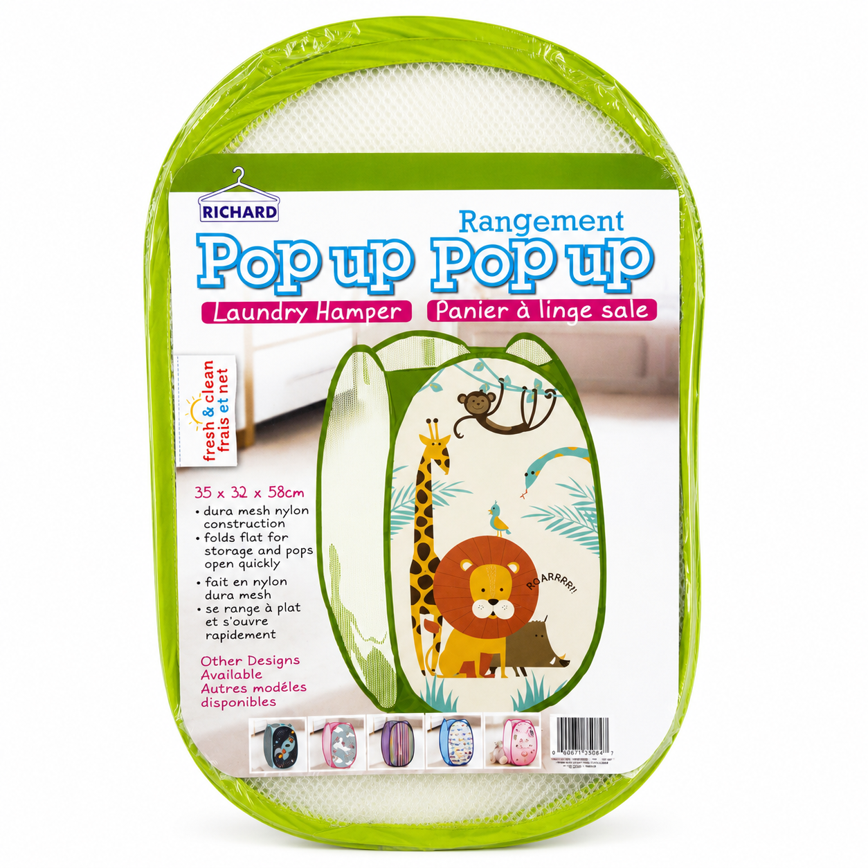 Panier à linge pliable Pop Up – Motif Jungle