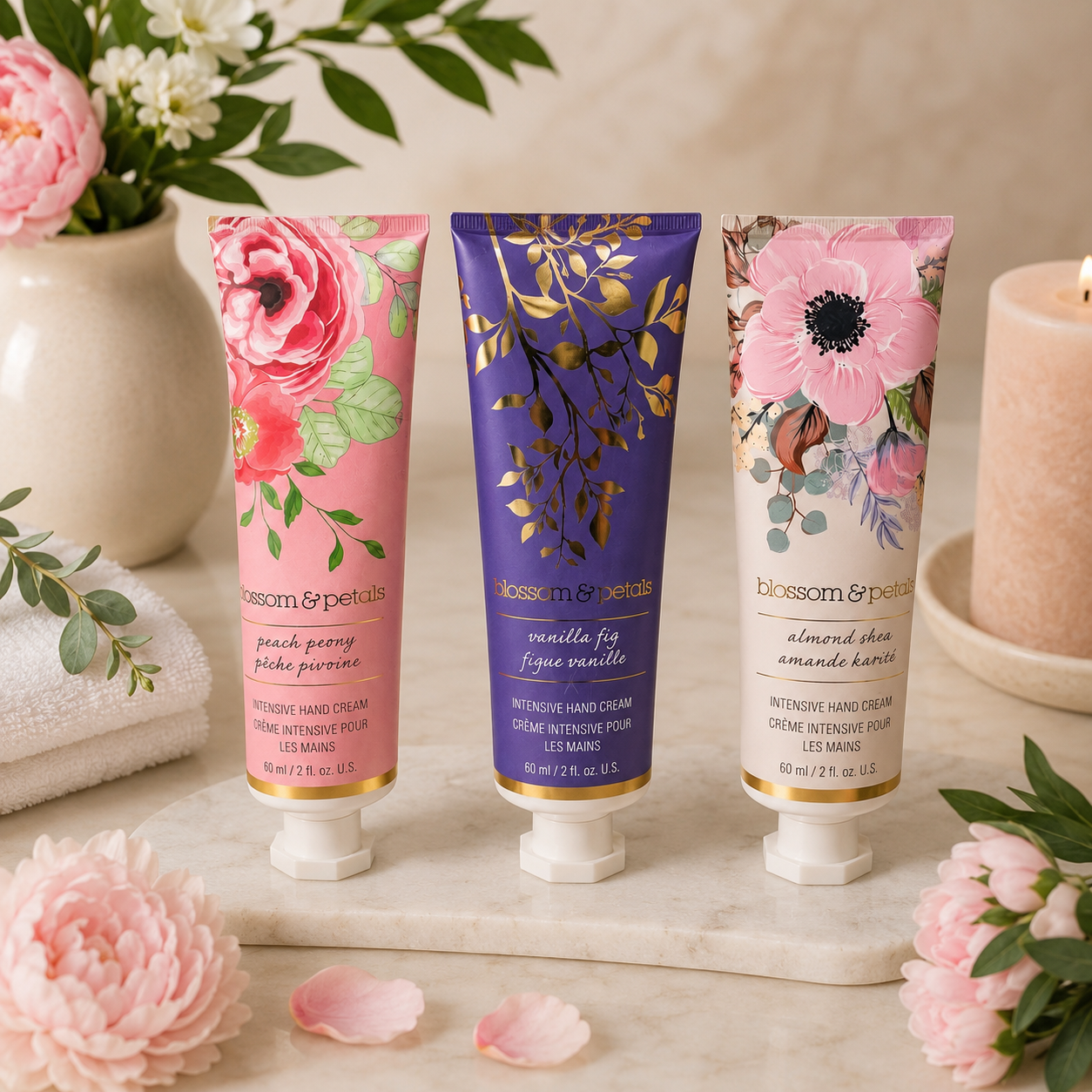 Coffret de 3 crèmes intensives pour les mains Blossom & Petals