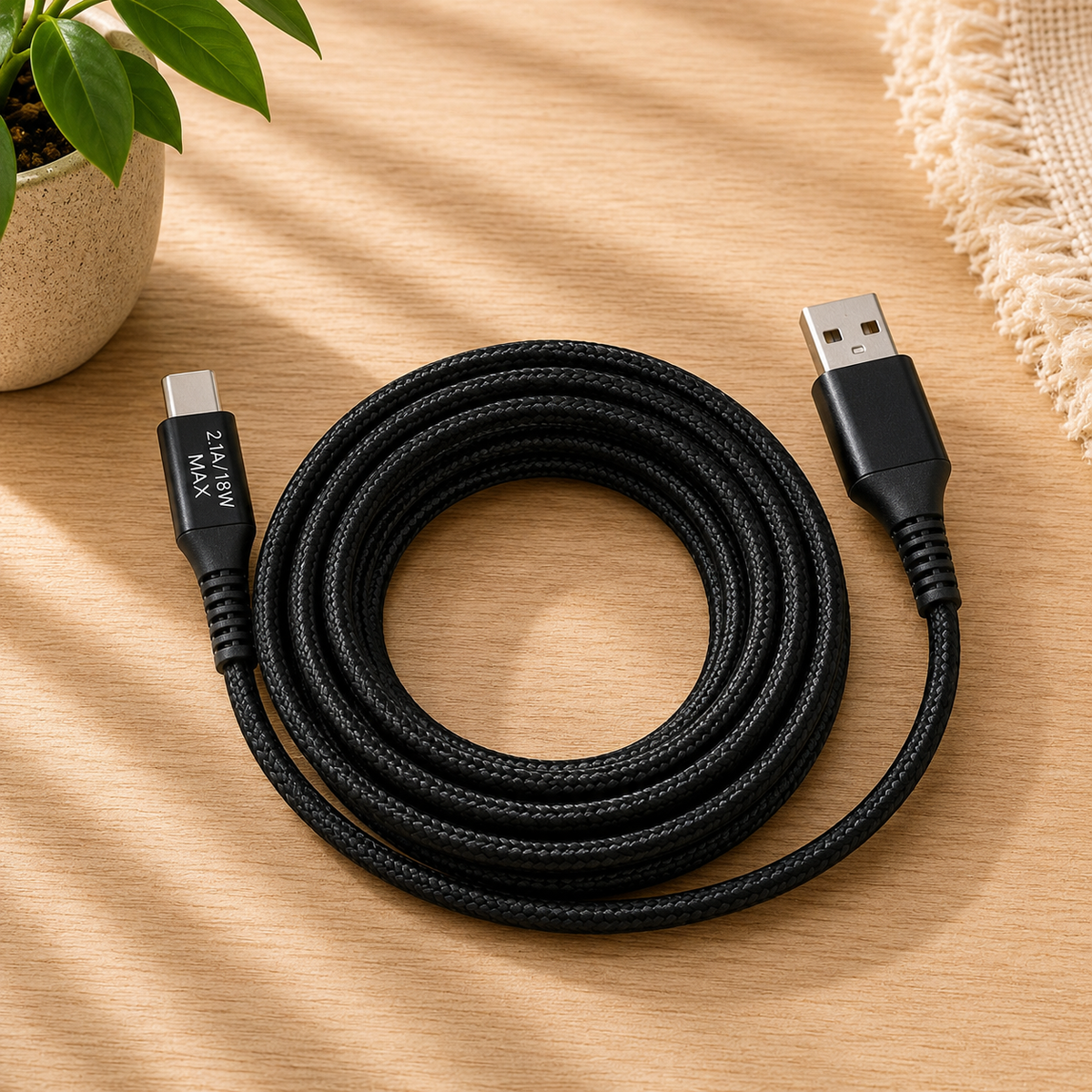 Câble USB-A vers USB-C 3m - Noir