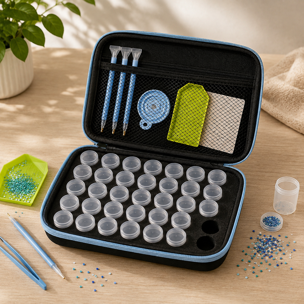 Coffret de rangement pour peinture diamant - Bleu