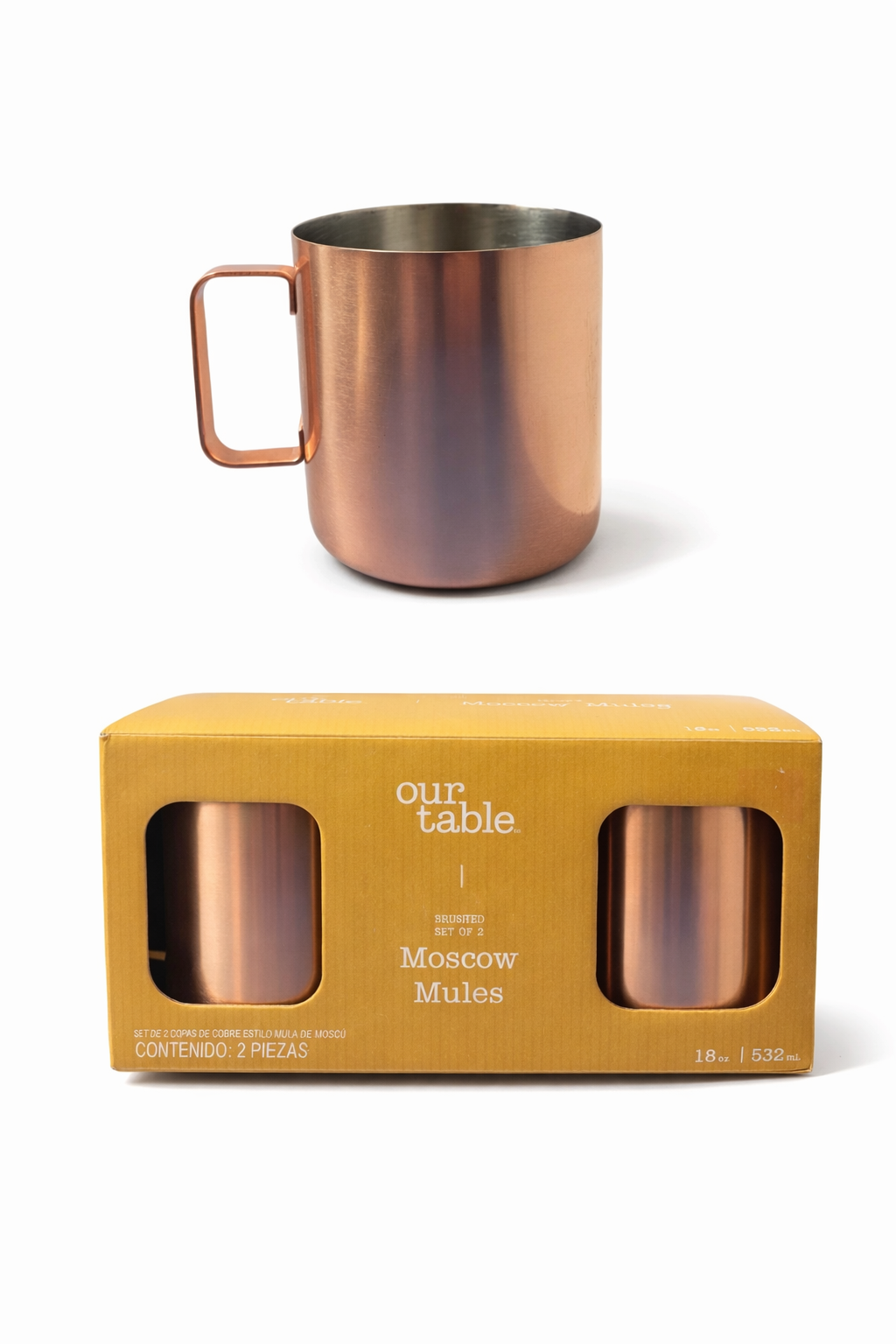 Tasses Moscow Mule en acier inoxydable brossé - Lot de 2