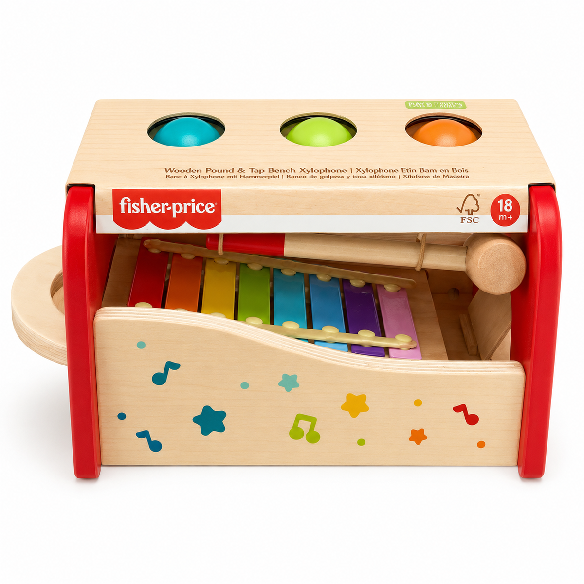 Fisher-Price – Banc à marteler et xylophone en bois