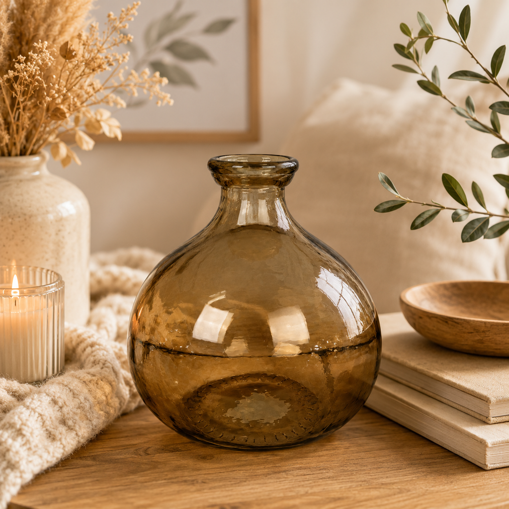 Vase décoratif en verre recyclé – Forme ronde