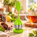 Infuseur à thé en forme de feuille avec support - Vert