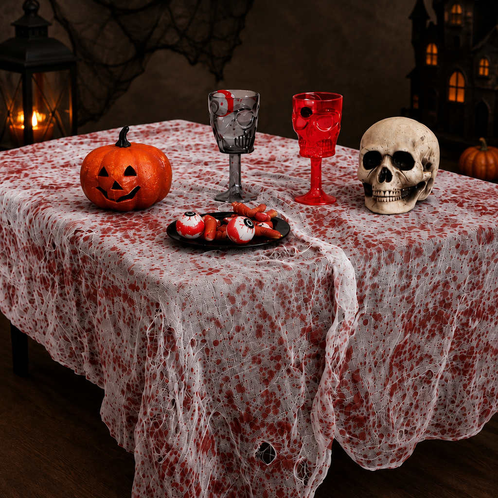 Décoration sanglante en gaze – Halloween 152,4 × 213,4 cm