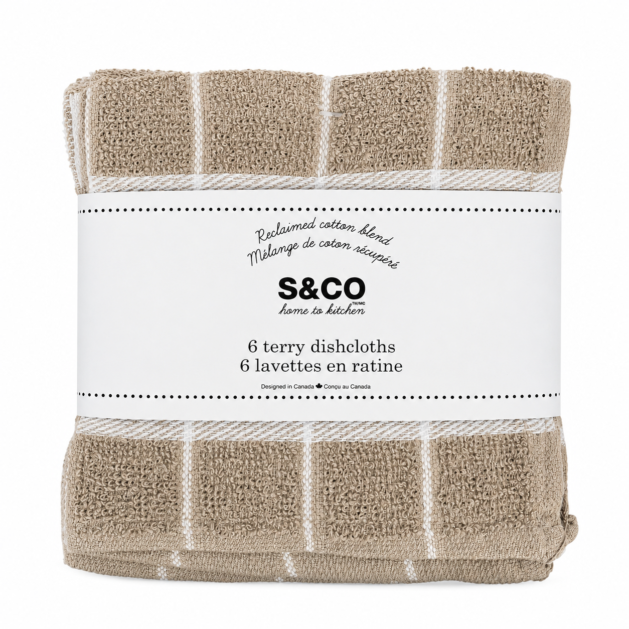 Lot de 6 lavettes en ratine S&CO – Beige