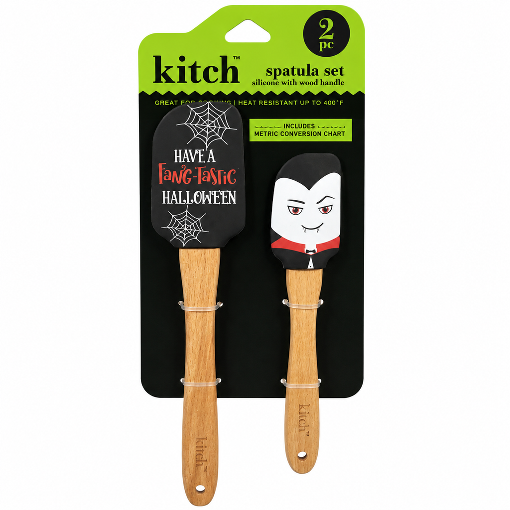 Set de 2 spatules en silicone avec manche en bois – Spécial Halloween