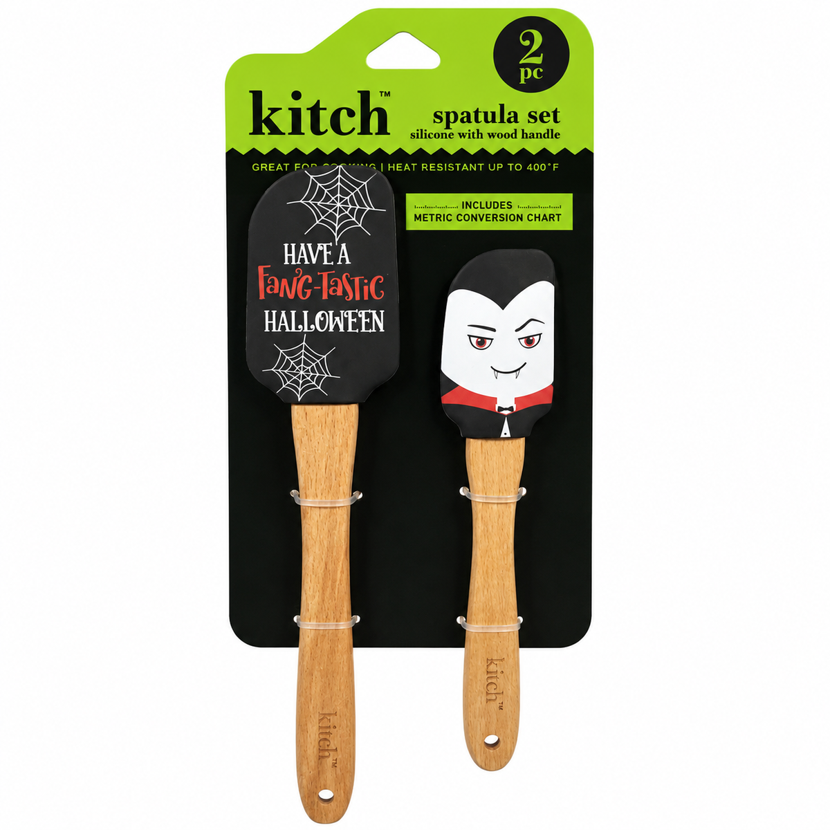 Set de 2 spatules en silicone avec manche en bois – Spécial Halloween