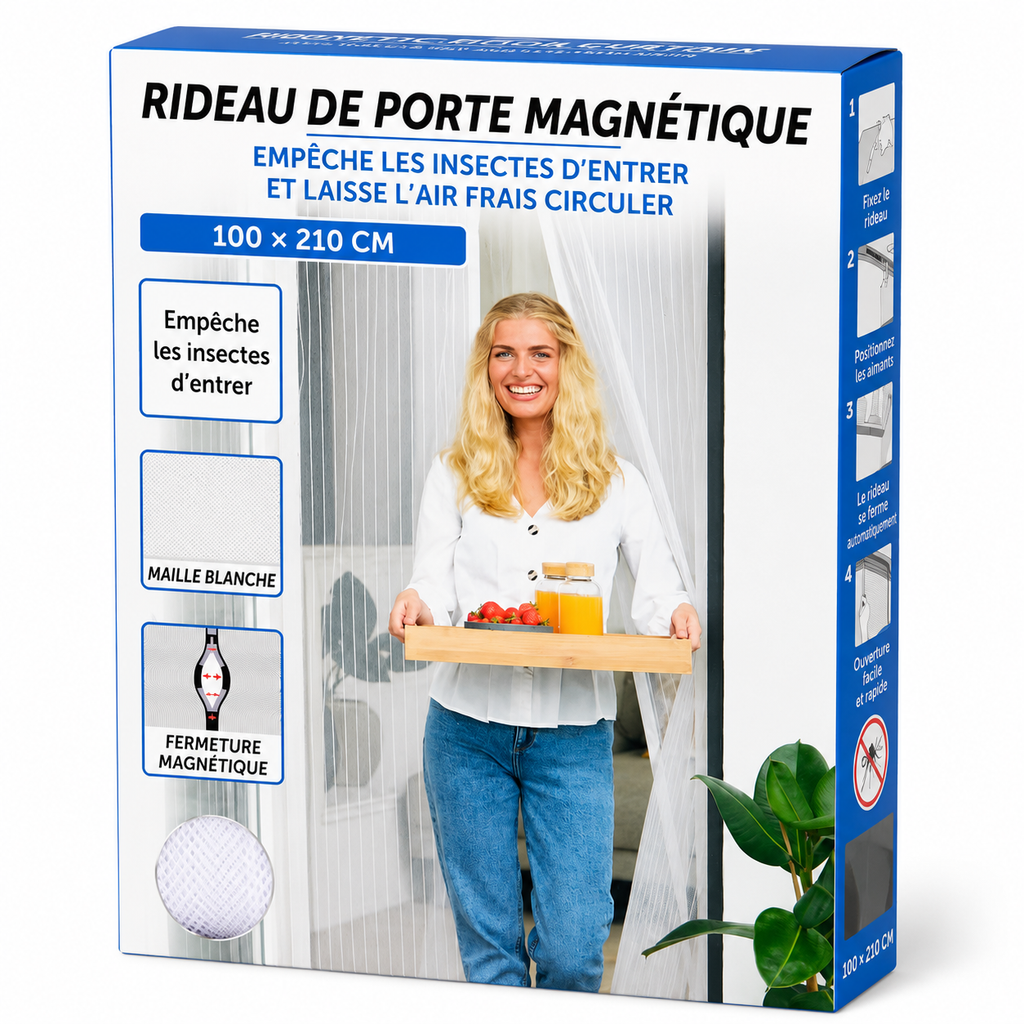 Moustiquaire de porte magnétique - Blanc