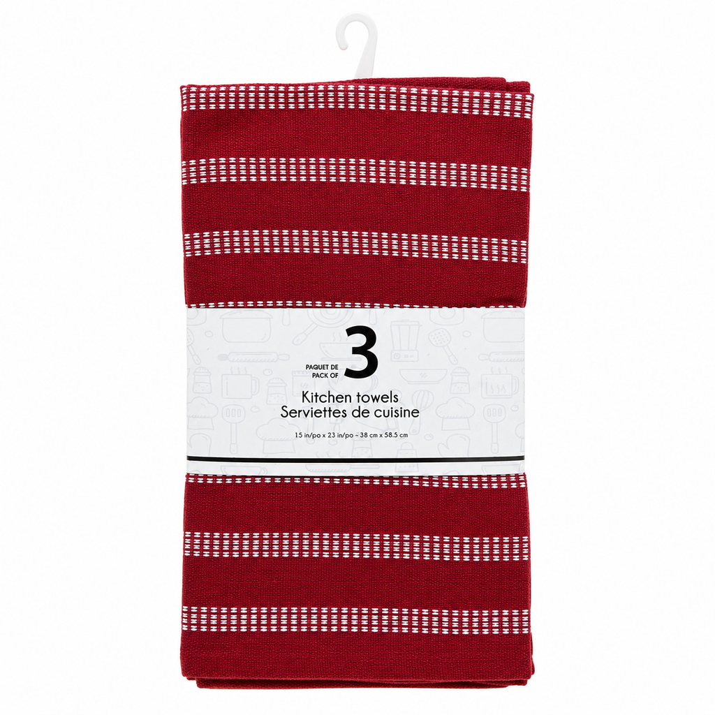 Serviettes de cuisine à rayures - Lot de 3