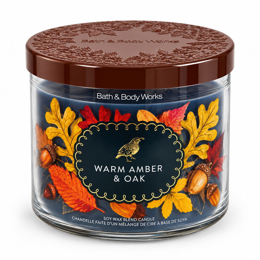 Bougie 3 mèches - Warm Amber & Oak