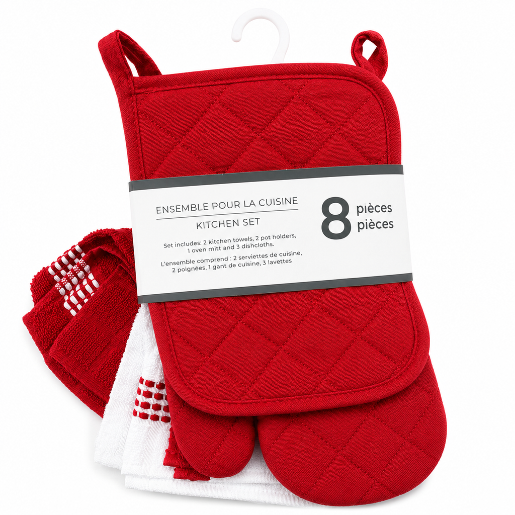 Ensemble de cuisine 8 pièces – Rouge