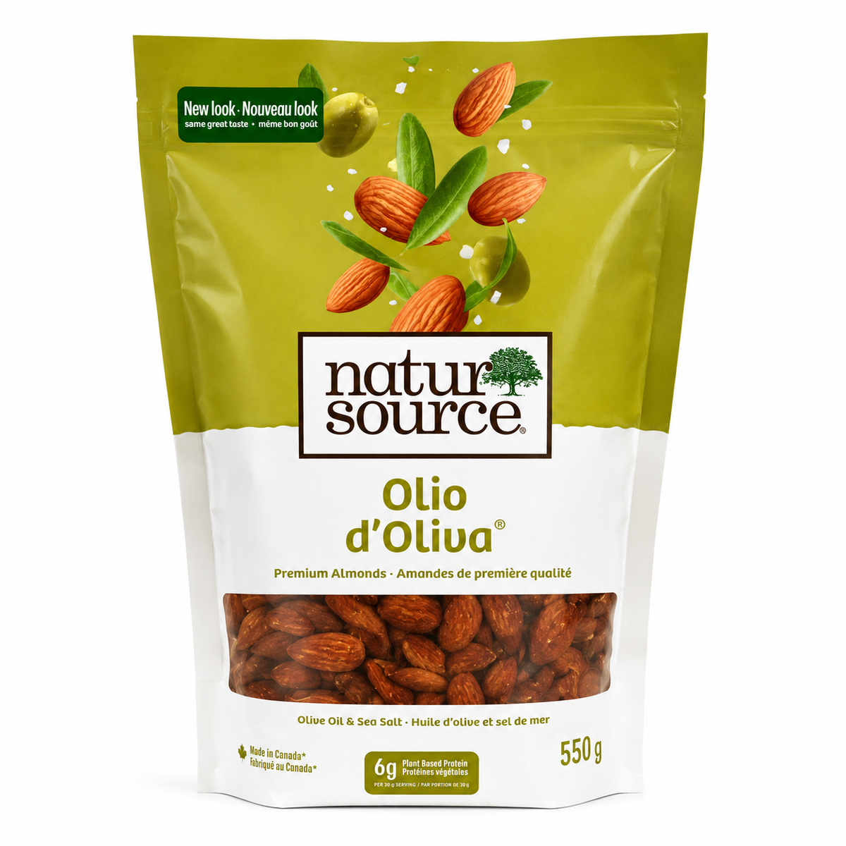 Amandes premium à l’huile d’olive et au sel de mer – 550 g