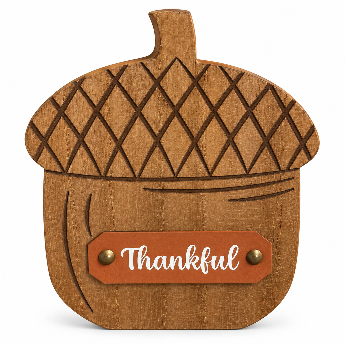 Décoration automnale en forme de gland « Thankful »