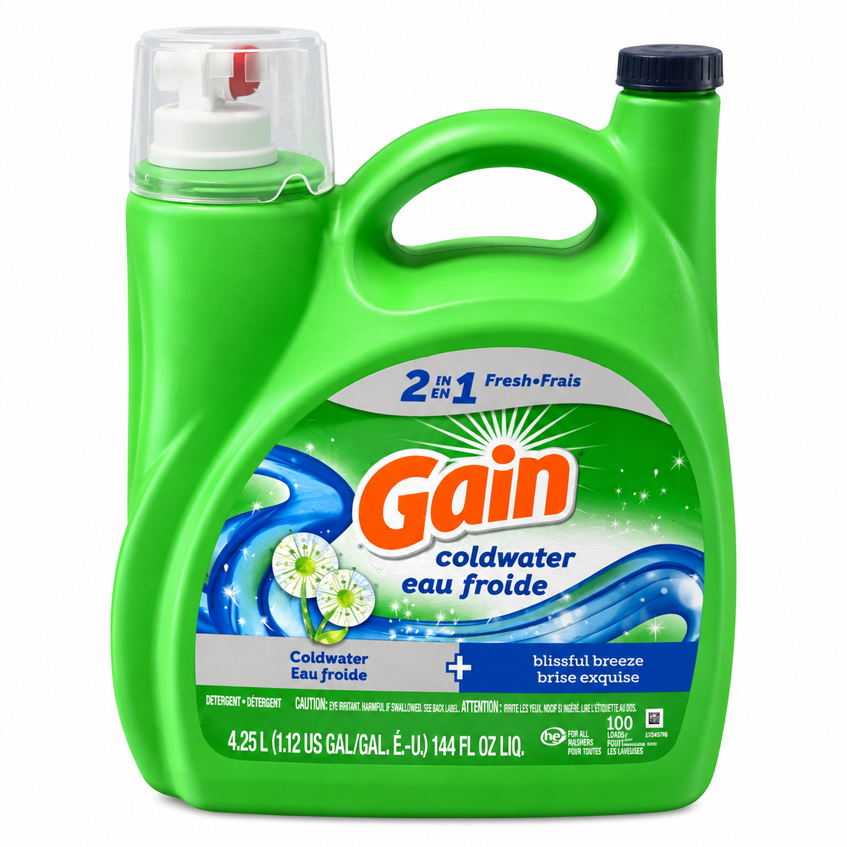 Gain - Lessive 2 en 1 Eau Froide et Brise Exquise - 100 brassées