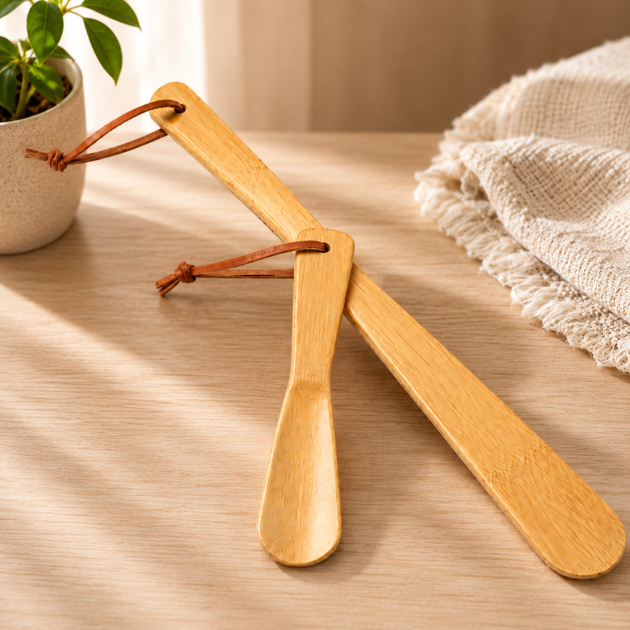 Chausse-pieds en bambou - Lot de 2