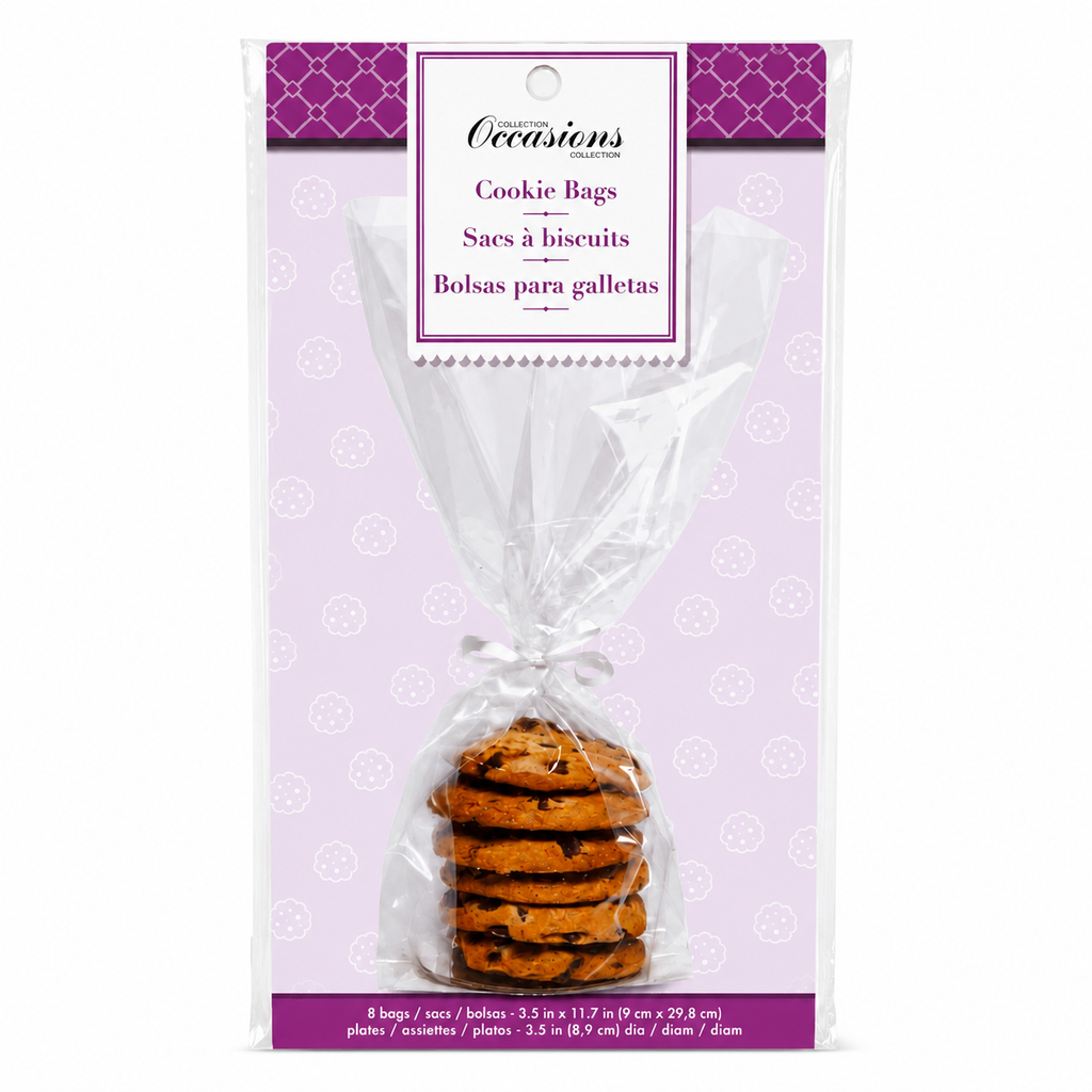 Sacs à biscuits transparents - 8 Sacs