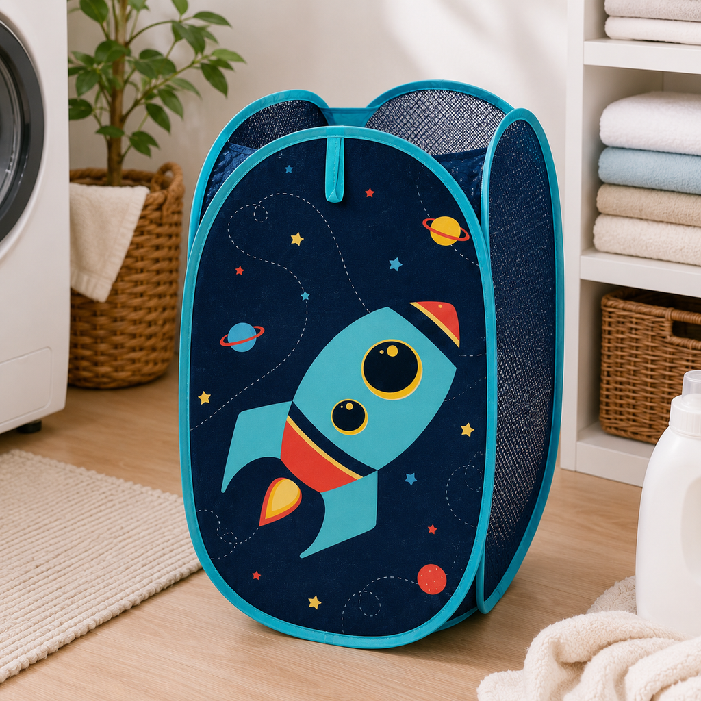 Panier à linge pliable Pop Up – Motif Fusée
