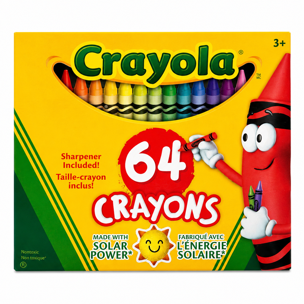 Boîte de 64 crayons de cire Crayola avec taille-crayon