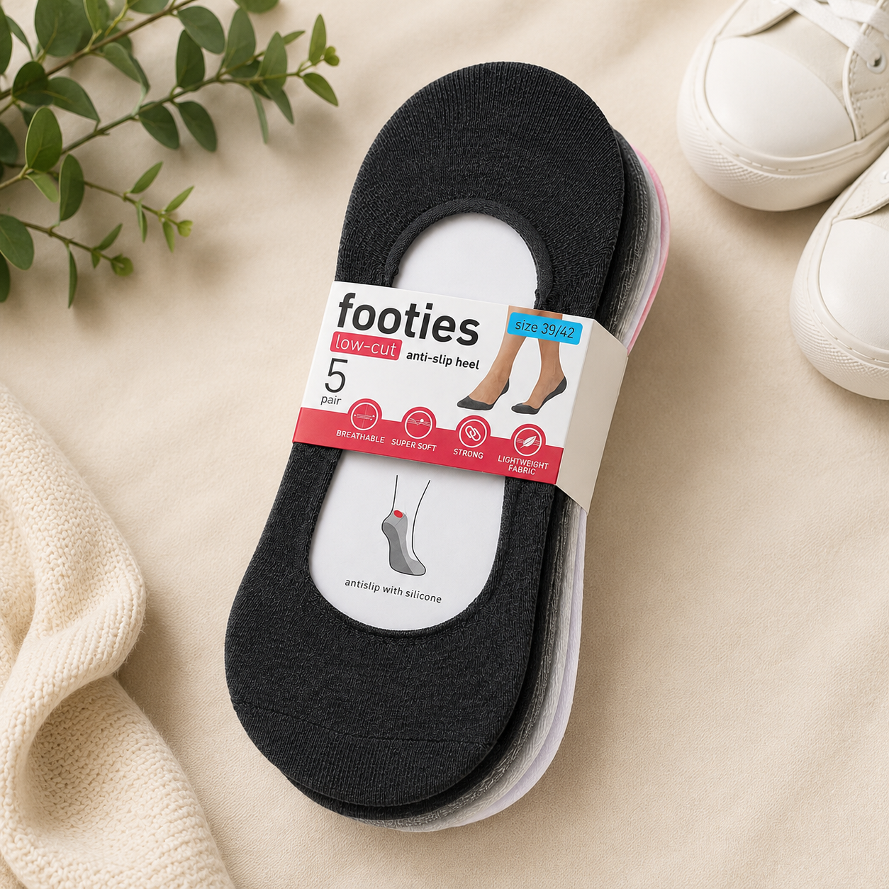 Socquettes invisibles – Lot de 5 - Taille 39/42