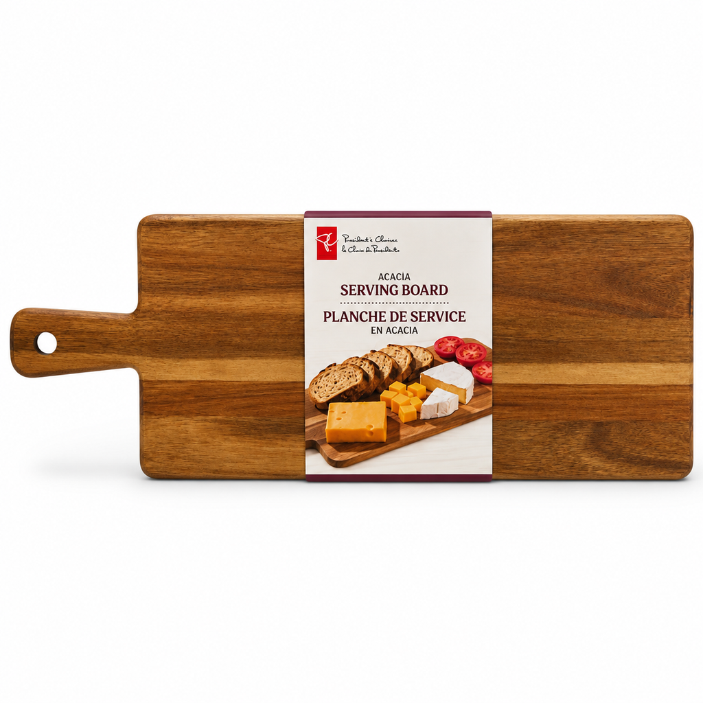 Planche de service en bois d’acacia avec poignée